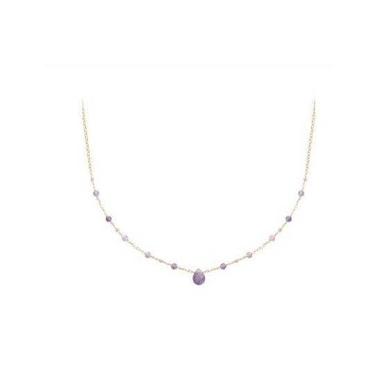 COLLIER EN PLAQUE OR ET AMETHYSTE