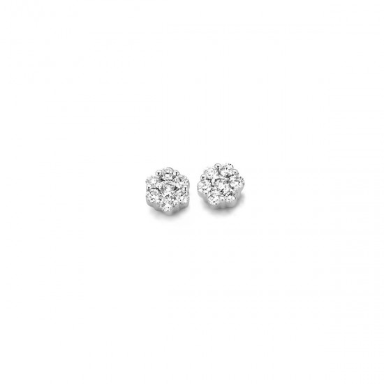 BOUCLES D'OREILLES OR BLANC ET DIAMANT