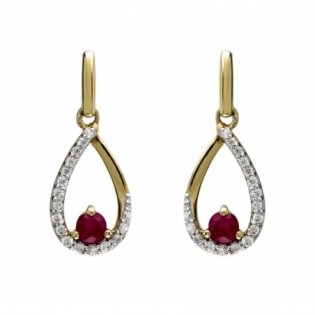 BOUCLES D'OREILLES RUBIS ET DIAMANTS