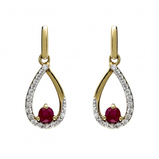 BOUCLES D'OREILLES RUBIS ET DIAMANTS