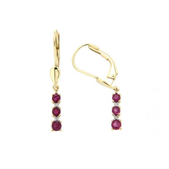 BOUCLES D'OREILLES RUBIS ET DIAMANTS