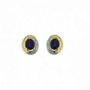 BOUCLES D'OREILLES SAPHIR ET DIAMANT