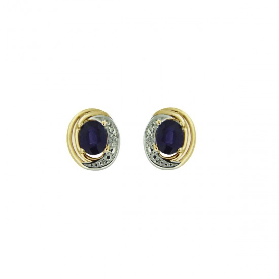 BOUCLES D'OREILLES SAPHIR ET DIAMANT