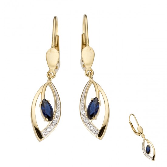 BOUCLES D'OREILLES SAPHIR ET DIAMANT