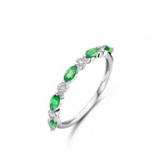 BAGUE OR BLANC TSAVORITE ET DIAMANT