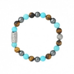 BRACELET TURQUOISE OEIL DE TIGRE HEMATITE