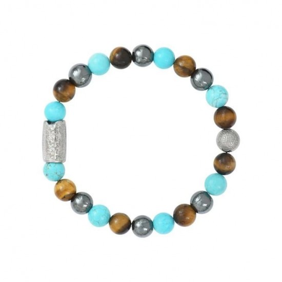 BRACELET TURQUOISE OEIL DE TIGRE HEMATITE