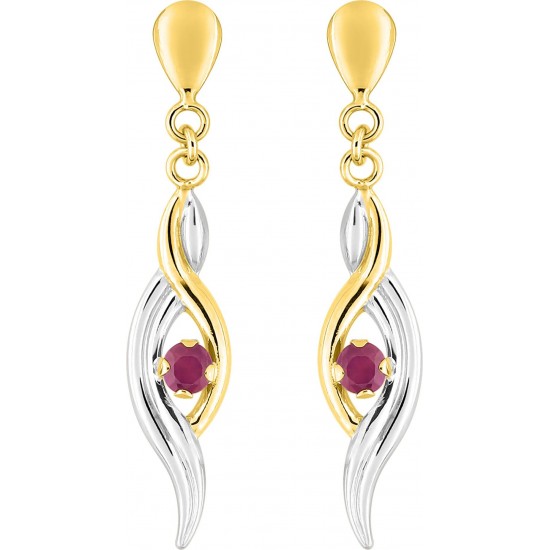 BOUCLES D'OREILLES EN OR ET RUBIS