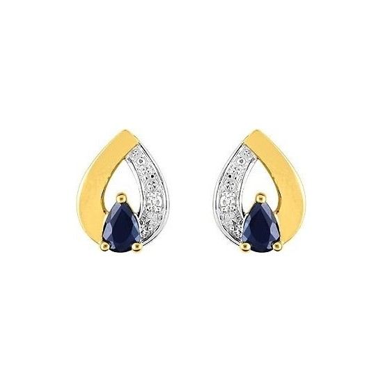 BOUCLES D'OREILLES EN OR SAPHIR DIAMANT