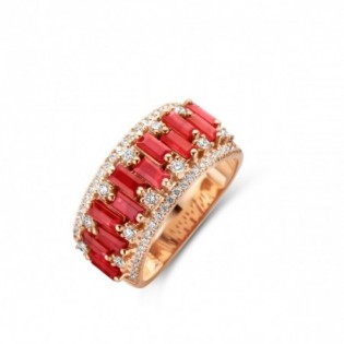 BAGUE COMPOSITION RUBIS ET DIAMANTS