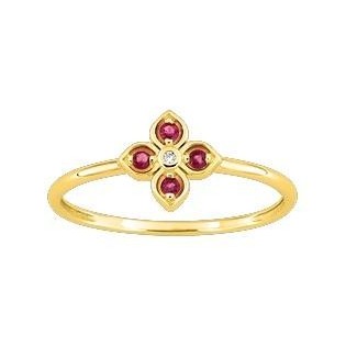 BAGUE OR JAUNE RUBIS ET DIAMANT