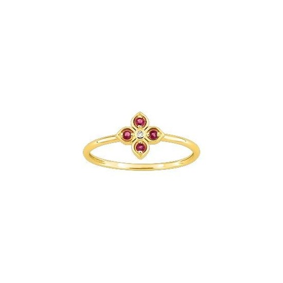 BAGUE OR JAUNE RUBIS ET DIAMANT