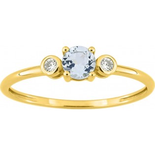 BAGUE OR JAUNE AIGUE -MARINE