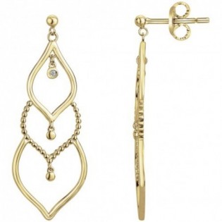 BOUCLES D'OREILLES PLAQUE OR ET DIAMANT