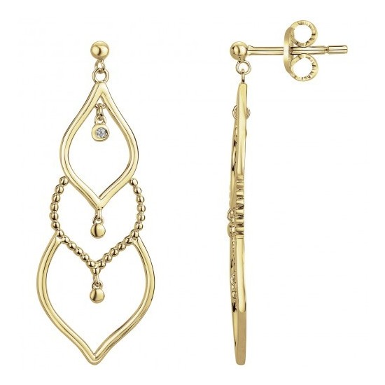 BOUCLES D'OREILLES PLAQUE OR ET DIAMANT