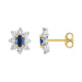 BOUCLES D'OREILLES SAPHIR ET DIAMANTS