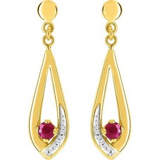 BOUCLES D'OREILLES BICOLORE ET RUBIS